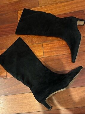 Splendid Black Suede Knee-High Heeled Boots